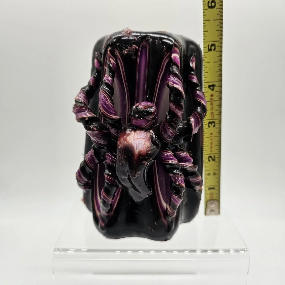Vintage Hand Carved Ribbon Swirl Spider Candle 5x3